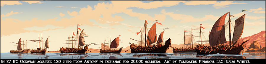 In 37 BC, Octavian acquired warships from Antony in exchange for legionaries.